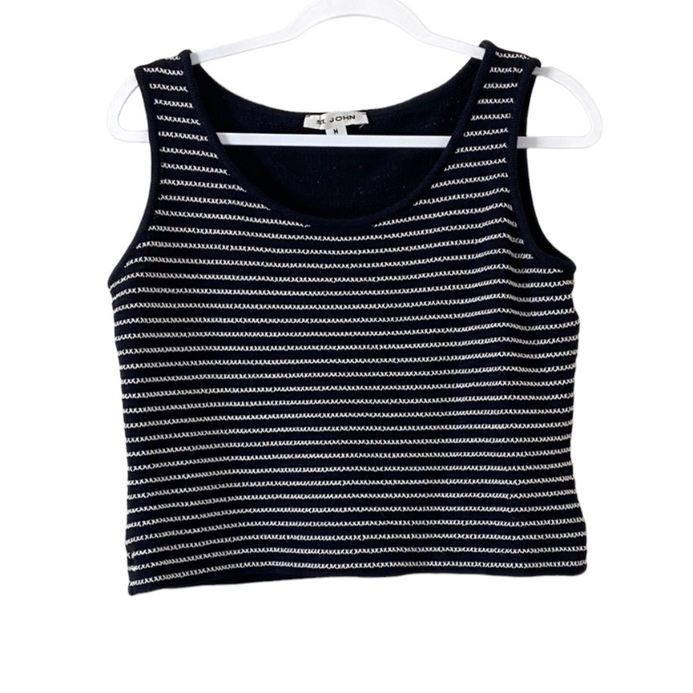 St.John Santana knit stripe sleeveless top
